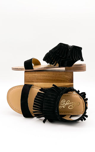 Fringe Star Sandal in Black - Glamourous Grace