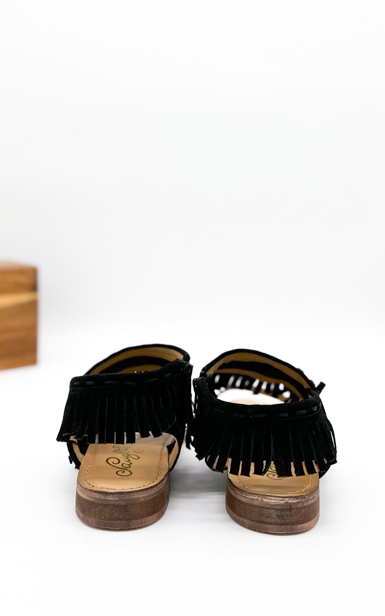 Fringe Star Sandal in Black - Glamourous Grace