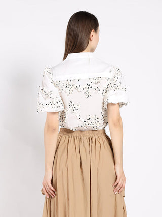 Front Body Floral Fabric Work Caller Top