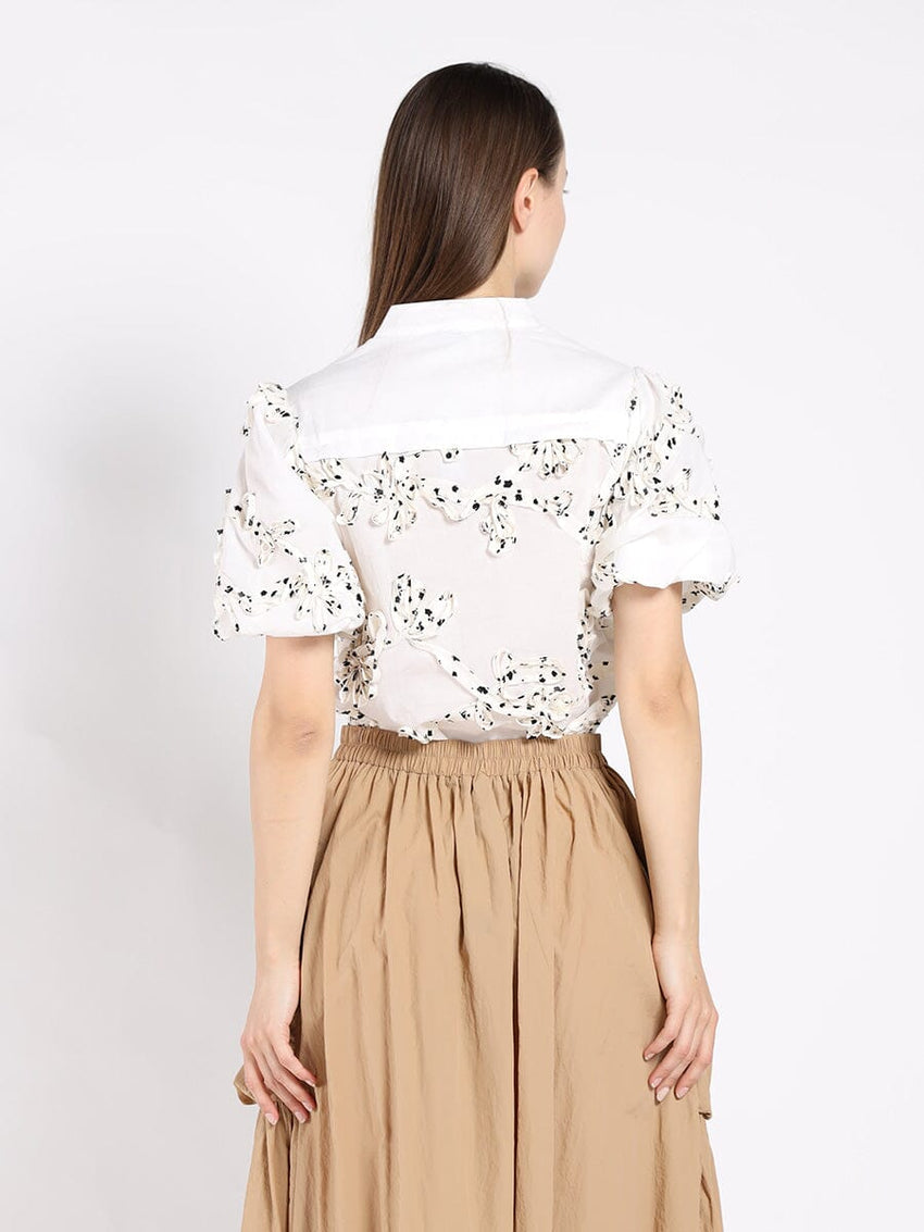 Front Body Floral Fabric Work Caller Top