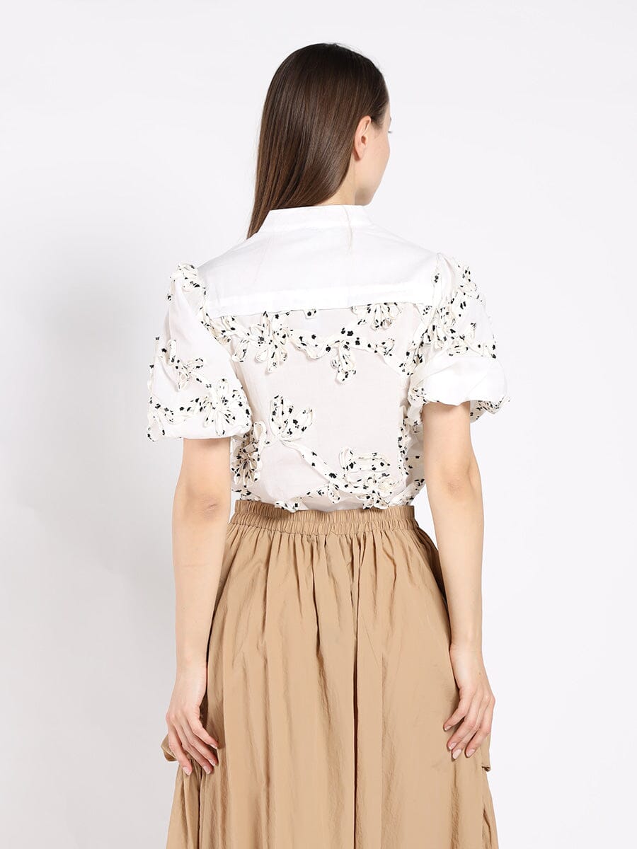 Front Body Floral Fabric Work Caller Top - Glamourous Grace