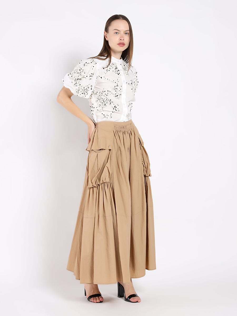 Front Body Floral Fabric Work Caller Top - Glamourous Grace