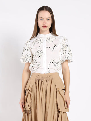 Front Body Floral Fabric Work Caller Top