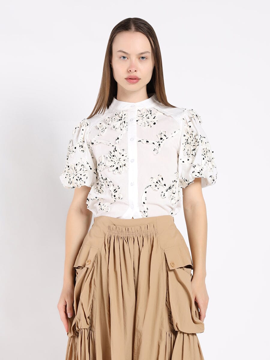 Front Body Floral Fabric Work Caller Top - Glamourous Grace