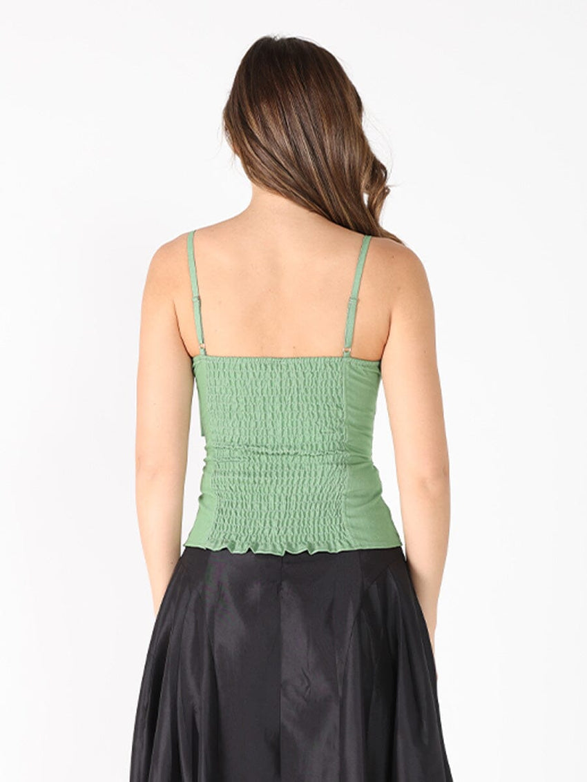 Front Bow-Tie Smoked Back Bustier Top