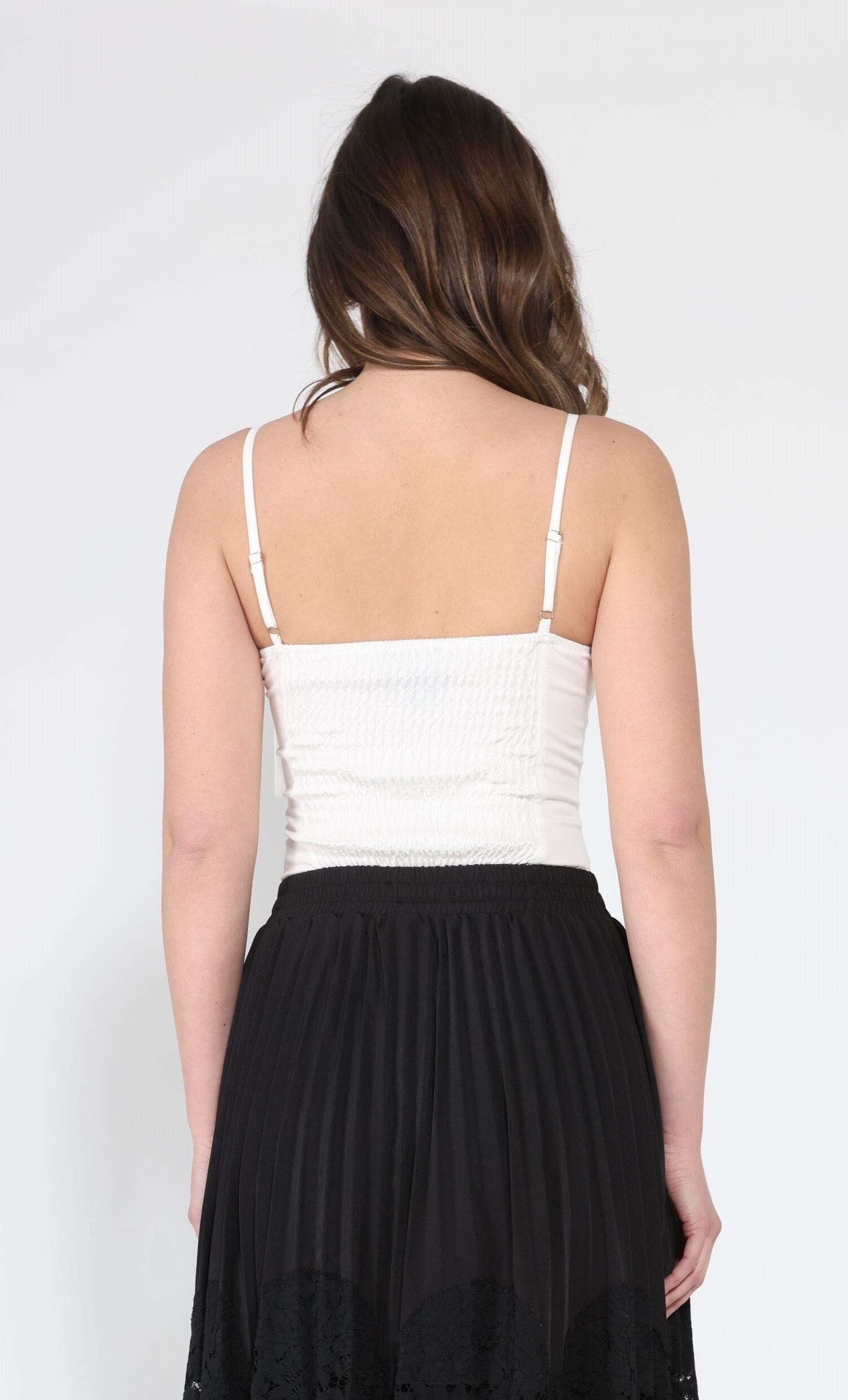 Front Bow-Tie Smoked Back Bustier Top