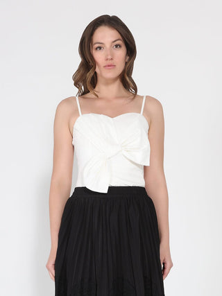 Front Bow-Tie Smoked Back Bustier Top