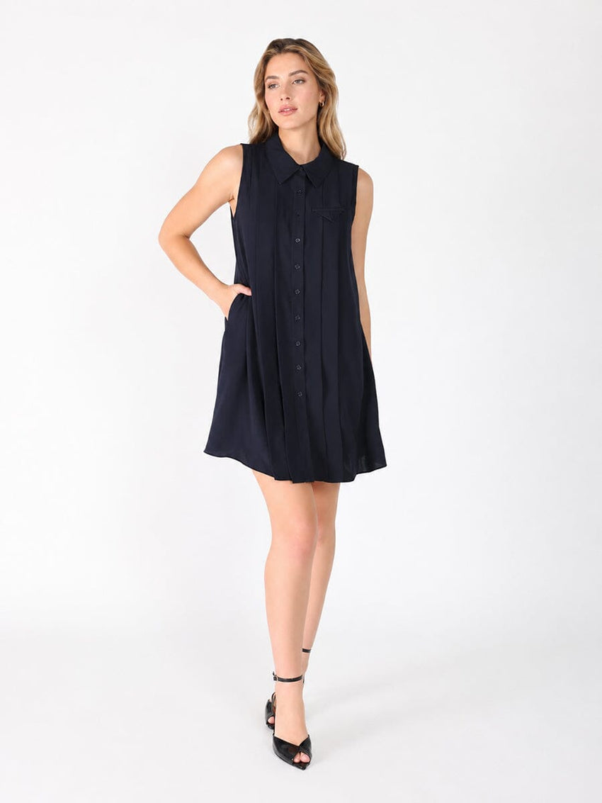 Front button open back sleeveless mini dress