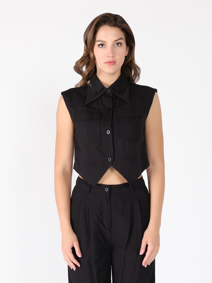 Front Button Open-Bottom Hem Sleeveless Top - Glamourous Grace