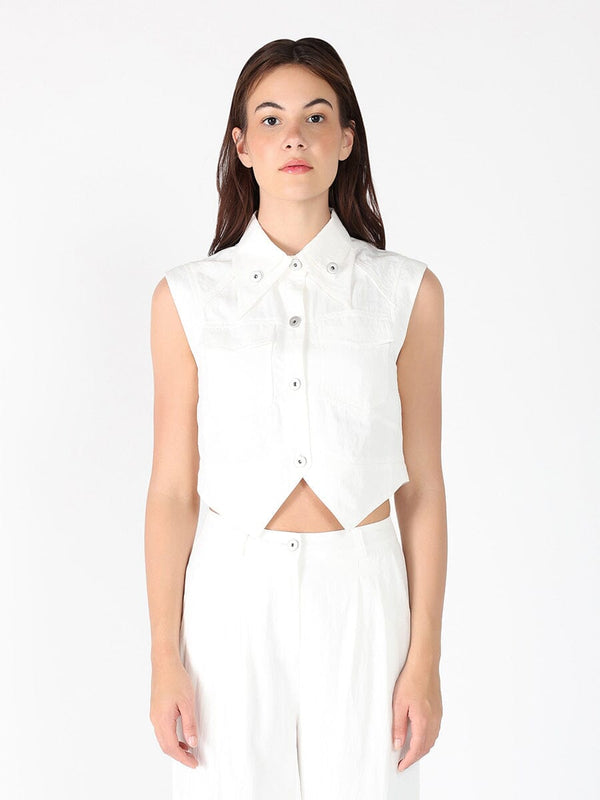 Front Button Open-Bottom Hem Sleeveless Top - Glamourous Grace