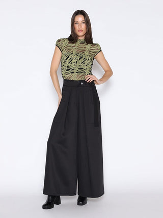 Front Embroidered Sleeveless Mock Neck Top