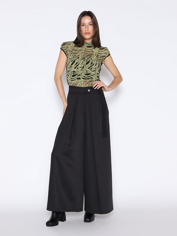Front Embroidered Sleeveless Mock Neck Top - Glamourous Grace