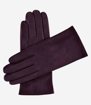 Sofia (wine) - Italian lambskin leather gloves with silk lining - Glamourous Grace