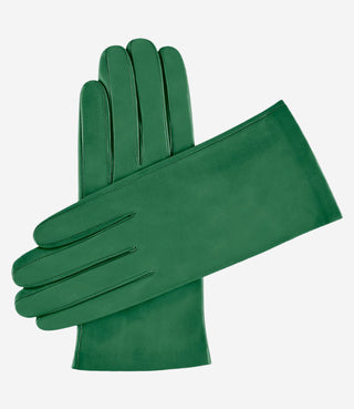 Sofia (olive) -  Italian lambskin leather gloves with silk lining - Glamourous Grace