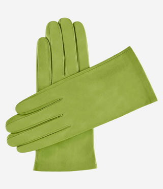 Sofia (lime) -  Italian lambskin leather gloves with silk lining - Glamourous Grace