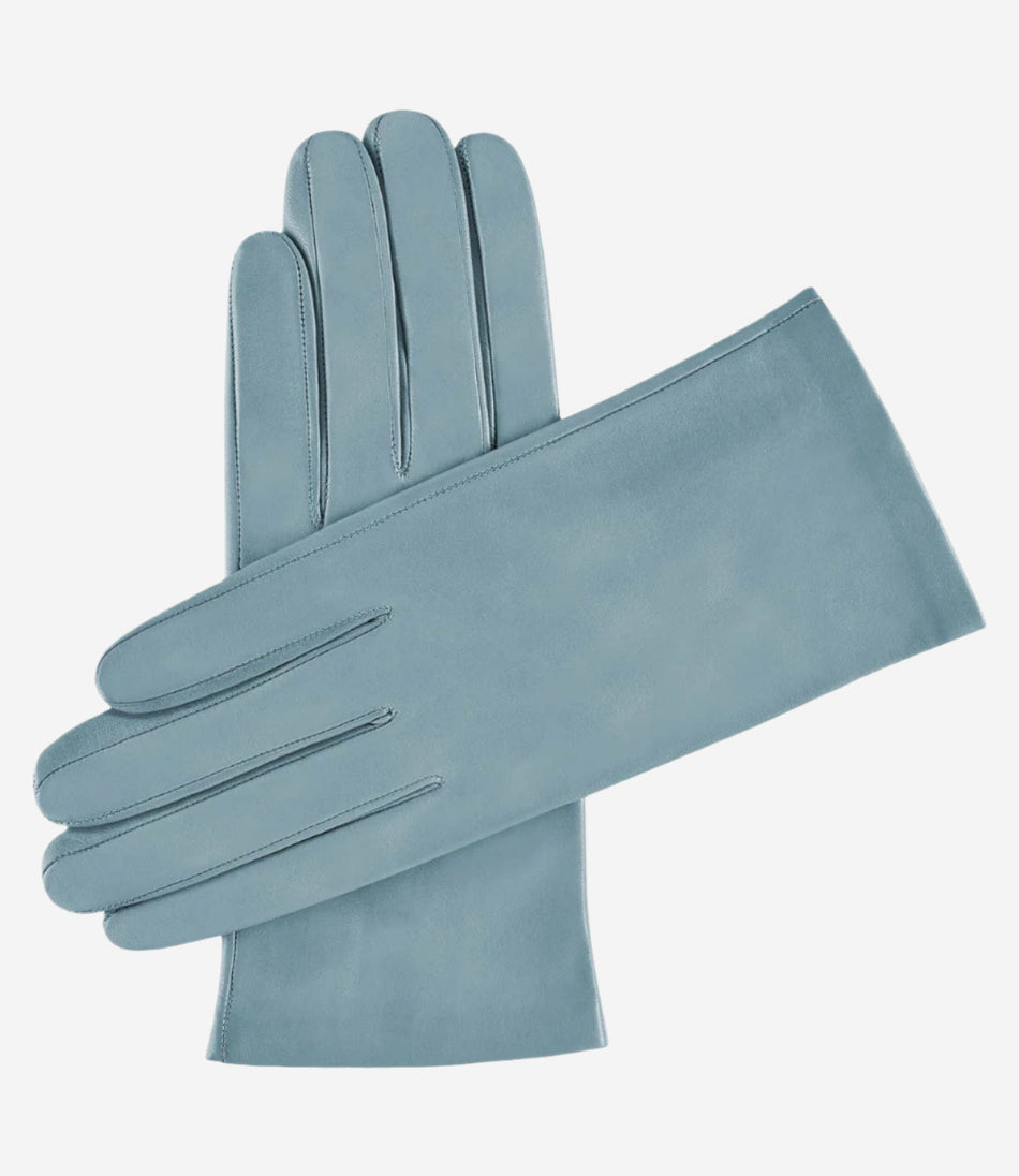 Sofia (light blue) - Italian lambskin leather gloves with silk lining - Glamourous Grace