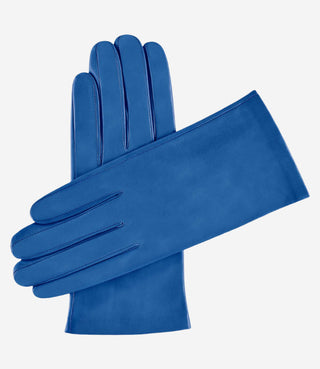 Sofia (blue) - Italian lambskin leather gloves with silk lining - Glamourous Grace