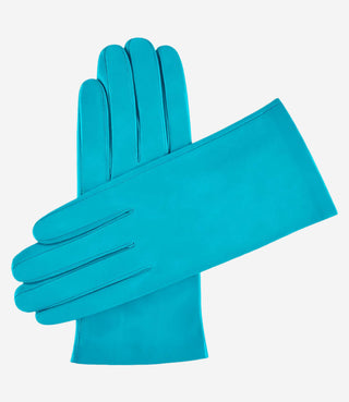 Sofia (aqua) - Italian lambskin leather gloves with silk lining - Glamourous Grace