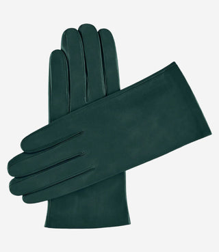 Sofia (dark green) - Italian lambskin leather gloves with silk lining - Glamourous Grace