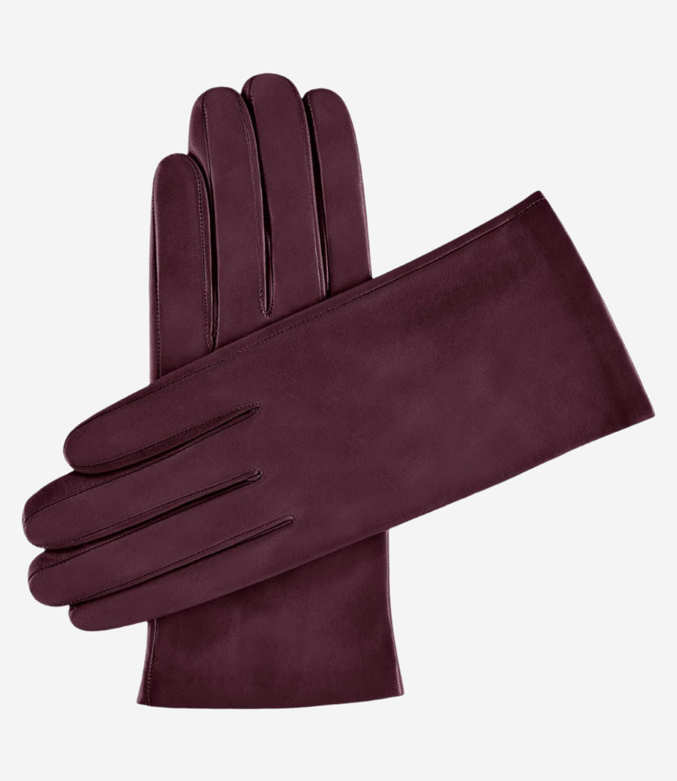 Sofia (eggplant) - Italian lambskin leather gloves with silk lining - Glamourous Grace