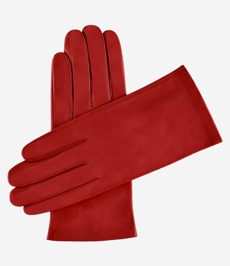 Sofia (dark red) - Italian lambskin leather gloves with silk lining - Glamourous Grace