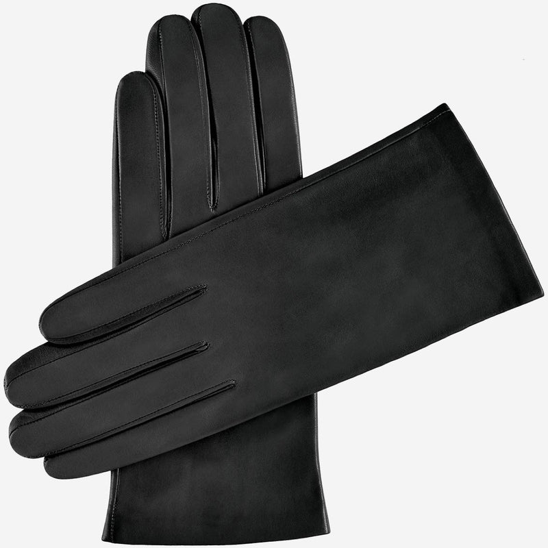 Sofia (black) - Italian lambskin leather gloves with silk lining - Glamourous Grace