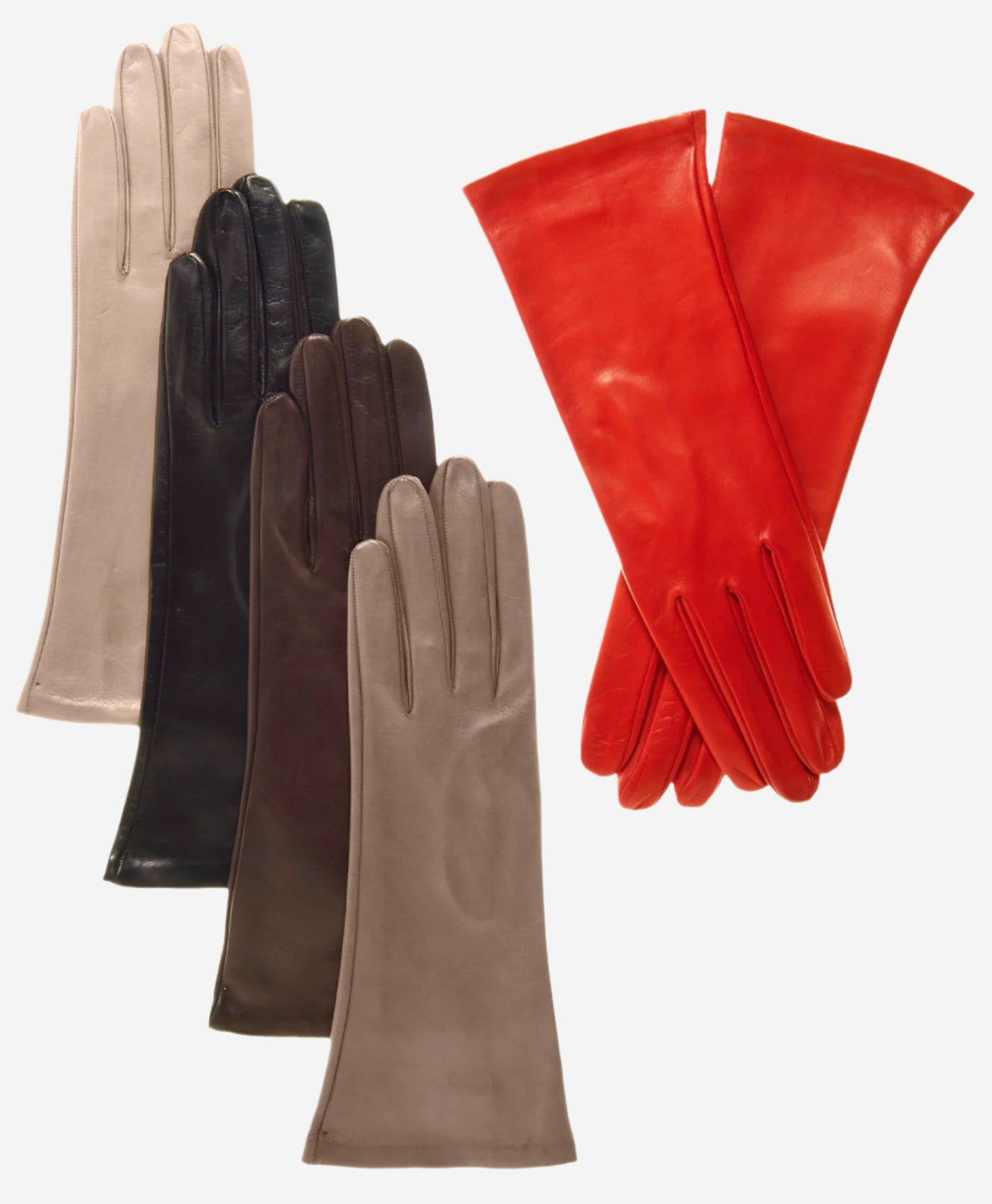 FS01W4 (sky) - Italian 4-button length silk lined leather gloves - Glamourous Grace