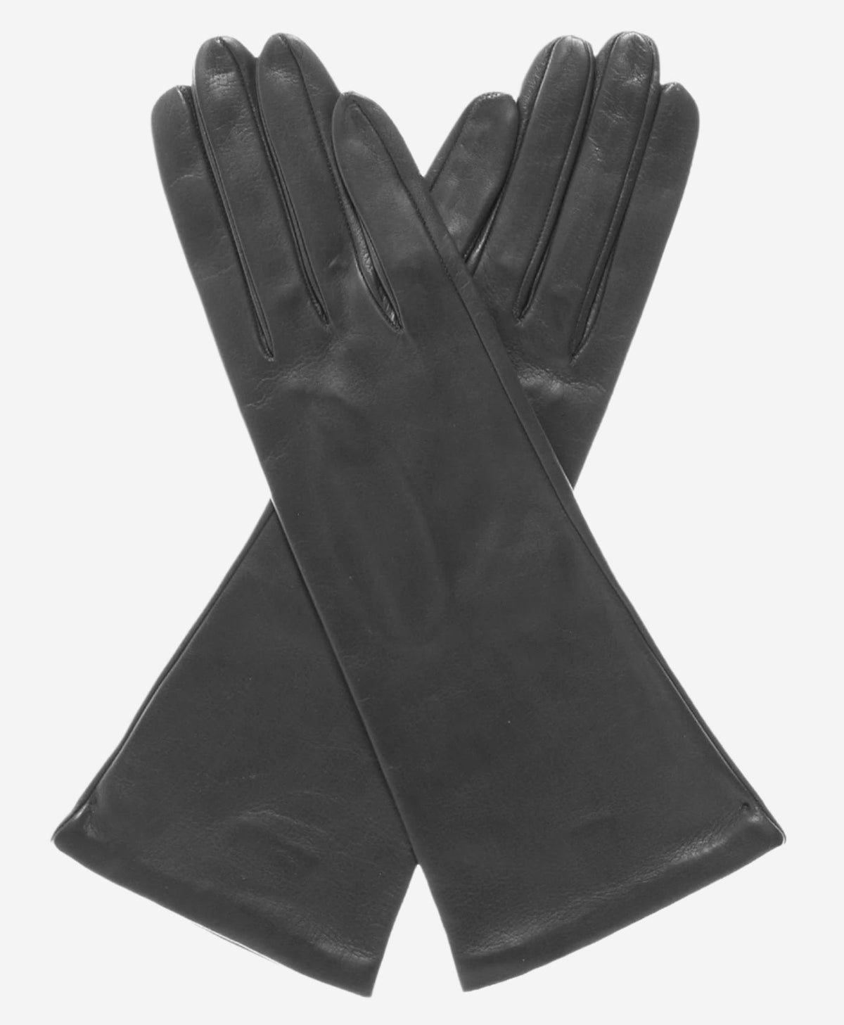 FS01W4 (black) - Italian 4-button length silk lined leather gloves - Glamourous Grace