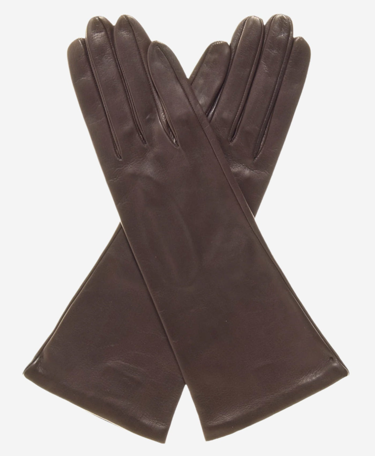FS01W4 (brown) -Italian 4-button length silk lined leather gloves - Glamourous Grace