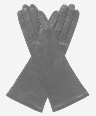 FS01W4 (grey) - Italian 4-button length silk lined leather gloves - Glamourous Grace