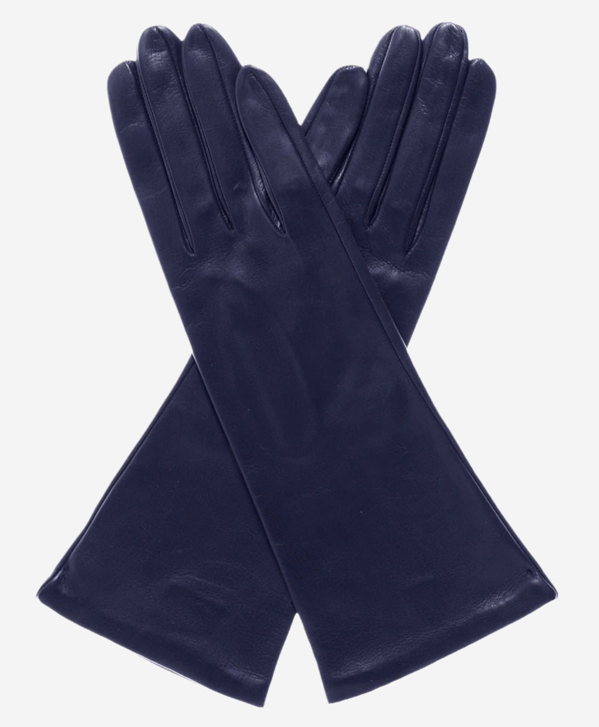 FS01W4 (navy) - Italian 4-button length silk lined leather gloves - Glamourous Grace