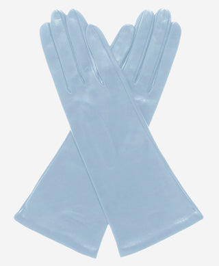 FS01W4 (sky) - Italian 4-button length silk lined leather gloves - Glamourous Grace