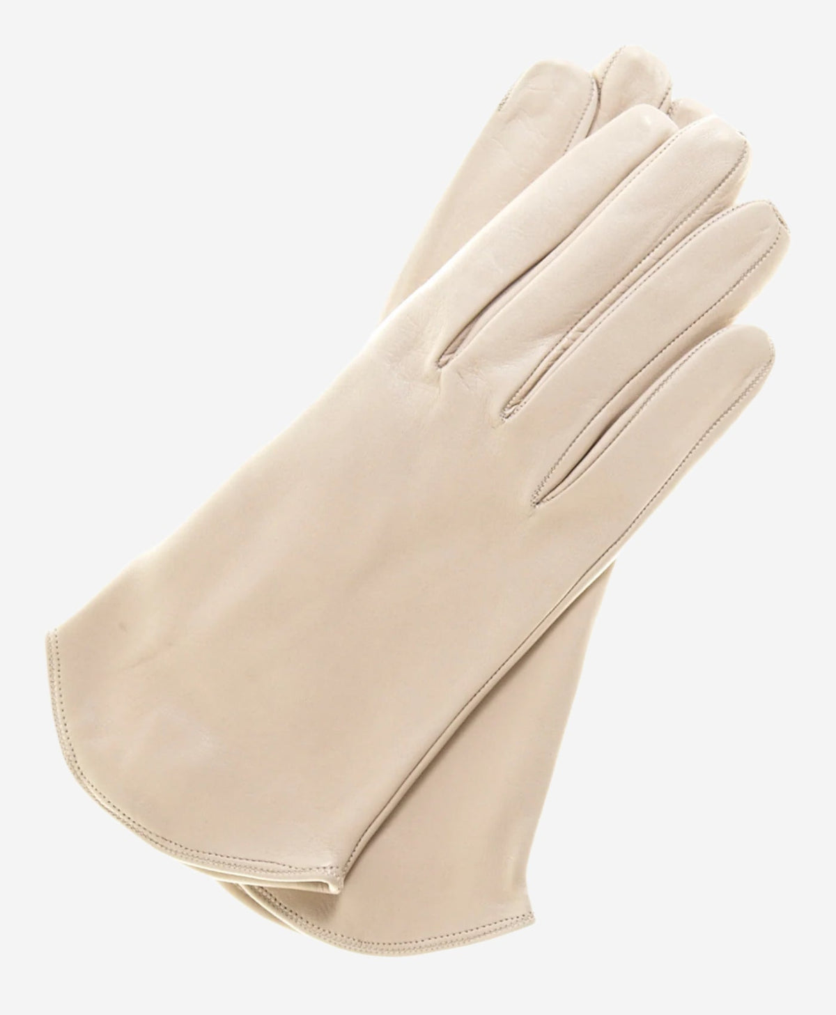 FS02 (cream) - Women's Italian silk lined leather gloves with curved hem - Glamourous Grace