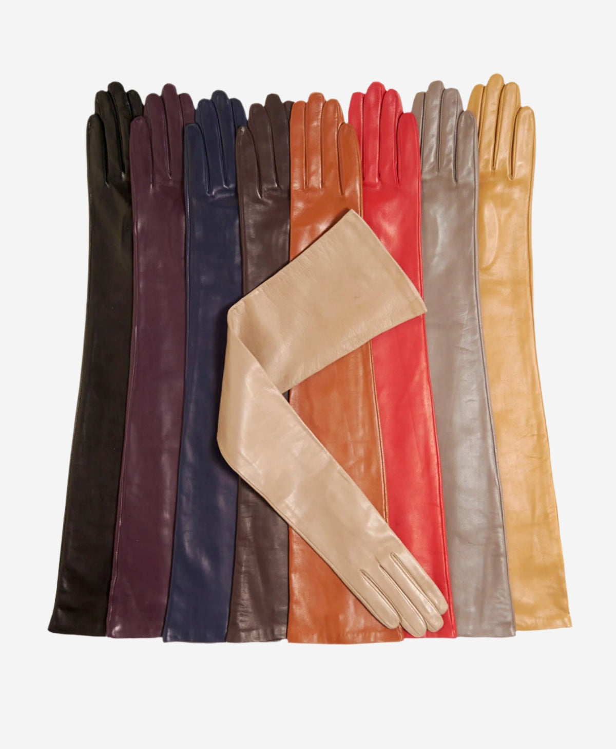 FS15W16 (hblue) - Italian silk lined opera leather gloves 16-button length - Glamourous Grace