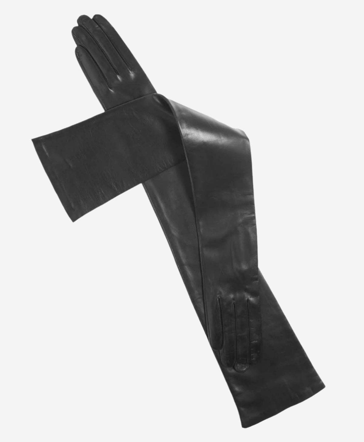FS15W16 (black) - Italian silk lined opera leather gloves 16-button length - Glamourous Grace