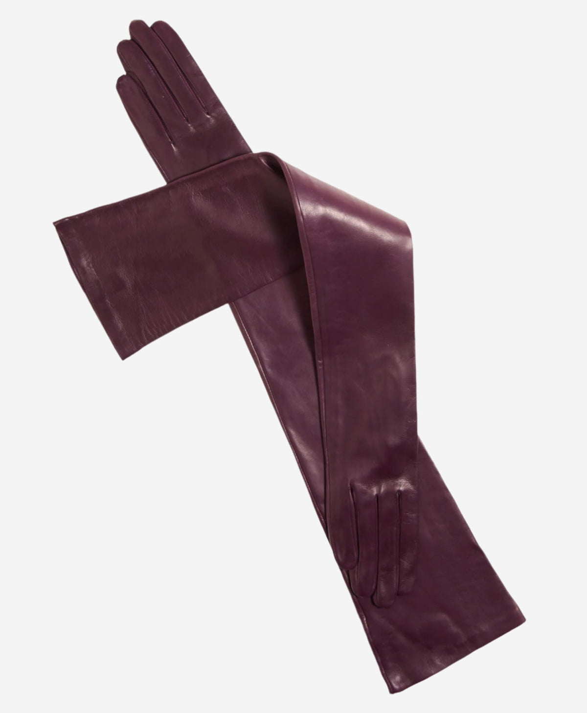 FS15W16 (black/grape) - Italian silk lined opera leather gloves 16-button length - Glamourous Grace