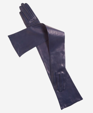 FS15W16 (hblue) - Italian silk lined opera leather gloves 16-button length - Glamourous Grace