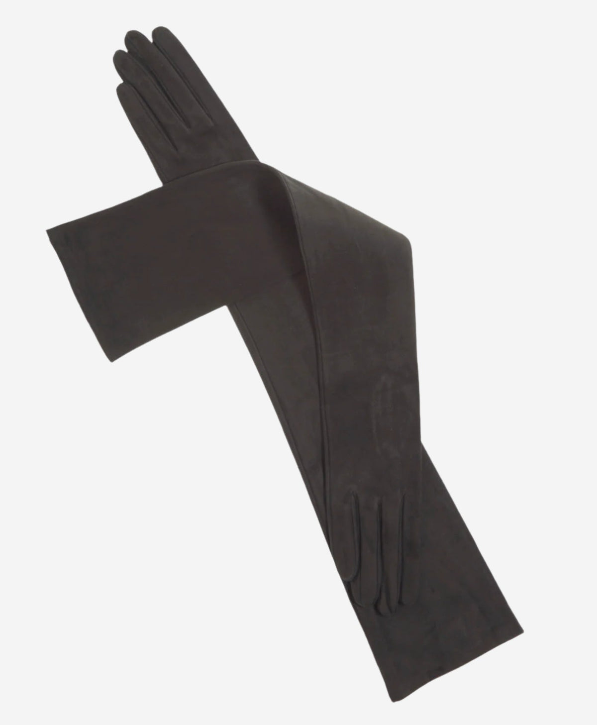 FS15W16SUEDE (black) - Italian silk lined suede opera gloves 16-button length - Glamourous Grace