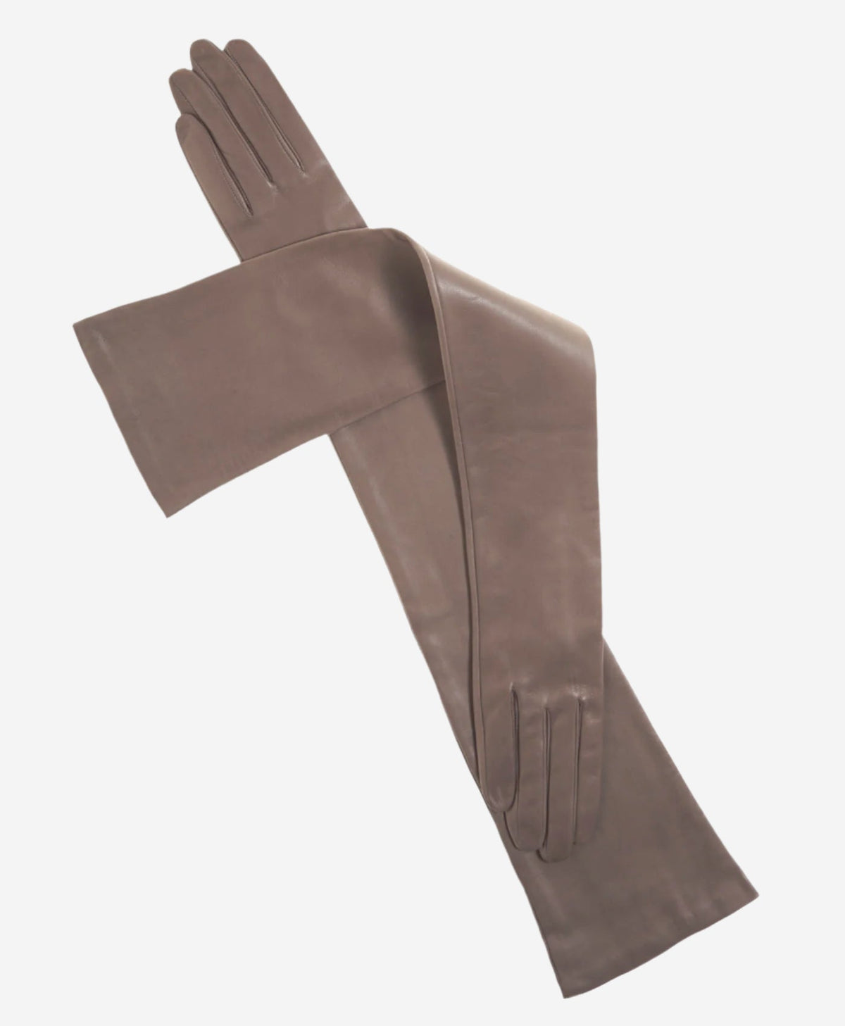 FS15W16 (taupe) - Italian silk lined opera leather gloves 16-button length - Glamourous Grace