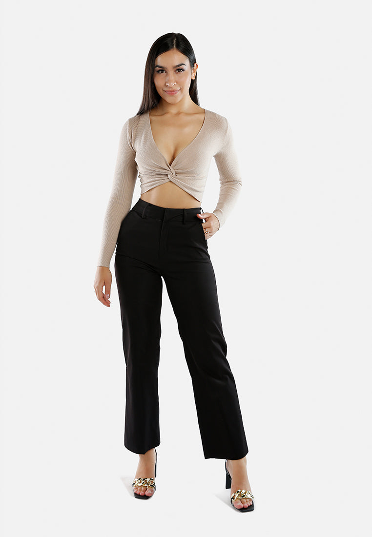 Full Sleeve Knot Twist Crop Top - Glamourous Grace