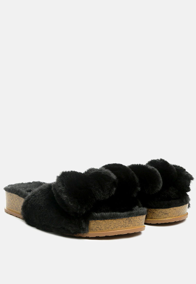 Fuzz Bow Fur Flats - Glamourous Grace