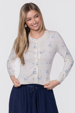 Gabrielle Cardigan (White/Blue)