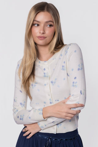 Gabrielle Cardigan (White/Blue)