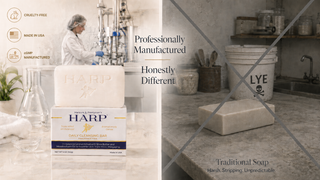 HARP® FRAGRANCE FREE Body Wash Bar – pH Balanced (5.0–6.0) Syndet Cleanser, No Lye, Non-Comedogenic, Gentle for Sensitive & Dry Skin, With Shea Butter & Borage Oil. 5oz Bars