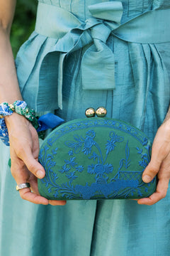 Garden Party- Green Combo- Embroidered Clutch