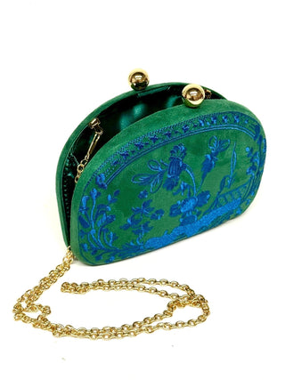 Garden Party- Green Combo- Embroidered Clutch