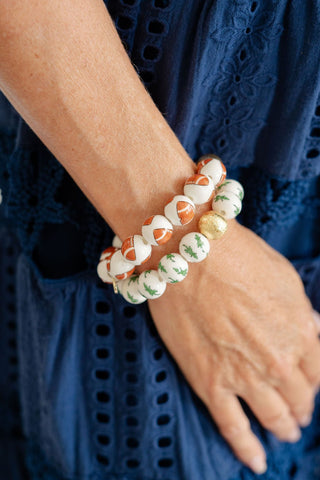 Georgia Ceramic and Gold Beaded Football Bracelet - Glamourous Grace