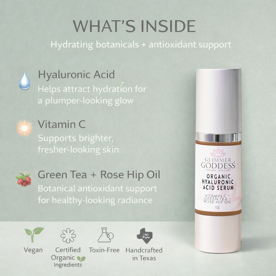 Organic Hyaluronic Acid Serum – Plumping Hydration 1 oz. - Glamourous Grace