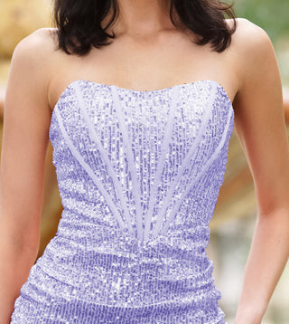 Gia Mini Dress - Corset Cocktail Dress - Lilac Sequin - Glamourous Grace