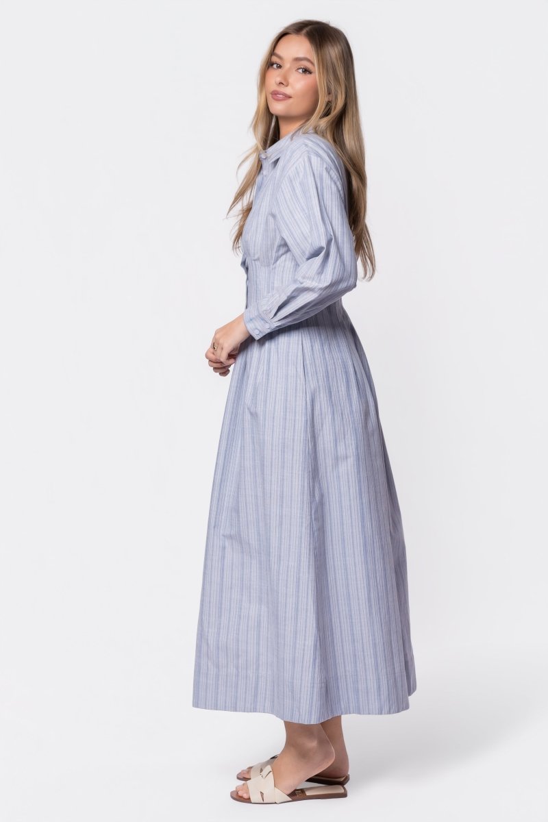 Gianna Dress (Blue Stripe) - Glamourous Grace